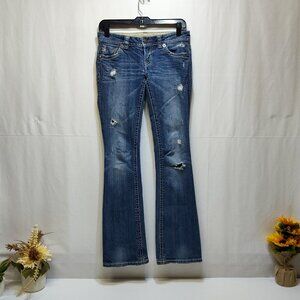 MEK DNM Frisco Bootcut Distressed Denim Jeans W25 x 32L Handcrafted Cotton Blend